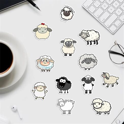 50Pcs Sheep Stickers, Lamb Stickers and Decals, Sheep Gifts for Women, Girls - Lamb Party Favors, Lamb Birthday Party Decorations, Sheep Gifts for Sheep Lovers, Farm Animal Stickers (Sheep) in Kuwait