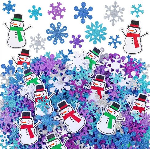 Aodaer 600 قطعة من ملصقات رغوة ندفة الثلج اللامعة لتزيين عيد الميلاد ذاتية اللصق لرجل ثلج الشتاء ملصقات DIY للمشاريع الحرفية لصنع البطاقات لتزيين حفلات عيد الميلاد in Kuwait