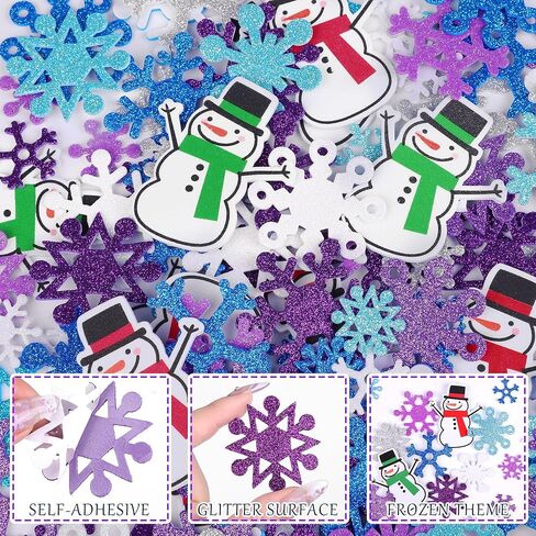 Aodaer 600 قطعة من ملصقات رغوة ندفة الثلج اللامعة لتزيين عيد الميلاد ذاتية اللصق لرجل ثلج الشتاء ملصقات DIY للمشاريع الحرفية لصنع البطاقات لتزيين حفلات عيد الميلاد in Kuwait