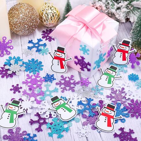 Aodaer 600 قطعة من ملصقات رغوة ندفة الثلج اللامعة لتزيين عيد الميلاد ذاتية اللصق لرجل ثلج الشتاء ملصقات DIY للمشاريع الحرفية لصنع البطاقات لتزيين حفلات عيد الميلاد in Kuwait
