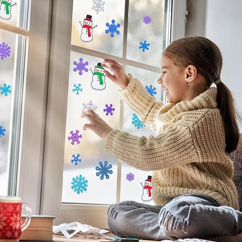 Aodaer 600 قطعة من ملصقات رغوة ندفة الثلج اللامعة لتزيين عيد الميلاد ذاتية اللصق لرجل ثلج الشتاء ملصقات DIY للمشاريع الحرفية لصنع البطاقات لتزيين حفلات عيد الميلاد in Kuwait