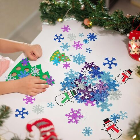 Aodaer 600 قطعة من ملصقات رغوة ندفة الثلج اللامعة لتزيين عيد الميلاد ذاتية اللصق لرجل ثلج الشتاء ملصقات DIY للمشاريع الحرفية لصنع البطاقات لتزيين حفلات عيد الميلاد in Kuwait