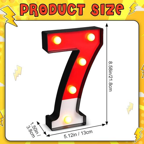 Mudder Red and White Light up Numbers Party Decorations, LED Anime Cartoon Pattern Glowing Numbers, Birthday Table Centerpieces Cartoon Animated Birthday Party Supplies, 8.58 x 5.2 Inches(9) in Saudi Arabia