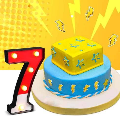 Mudder Red and White Light up Numbers Party Decorations, LED Anime Cartoon Pattern Glowing Numbers, Birthday Table Centerpieces Cartoon Animated Birthday Party Supplies, 8.58 x 5.2 Inches(9) in Saudi Arabia