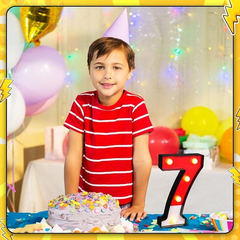 Mudder Red and White Light up Numbers Party Decorations, LED Anime Cartoon Pattern Glowing Numbers, Birthday Table Centerpieces Cartoon Animated Birthday Party Supplies, 8.58 x 5.2 Inches(9) in Saudi Arabia