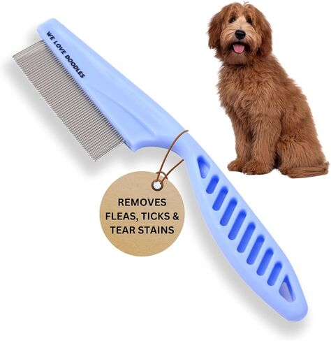 Dog Face Comb, Flea Comb for Dogs, Fine Tooth Tear Stain Remover, Removes Crust, Mucus, and Stains, Face Brush for Poodles & Other Breeds, Grooming Comb for Pets, Large + Small [We Love Doodles] in Saudi Arabia