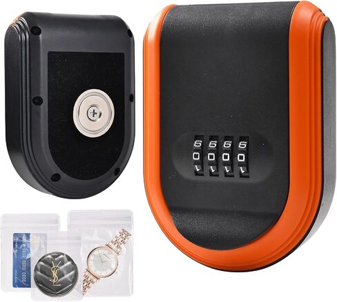 Magnetic Key Box for Under Car with Combination Lock Hidden Key Holder for Outside with Magnet for Storage Spare Key Outdoor Keychain Lock Box (1, Orange) in Saudi Arabia