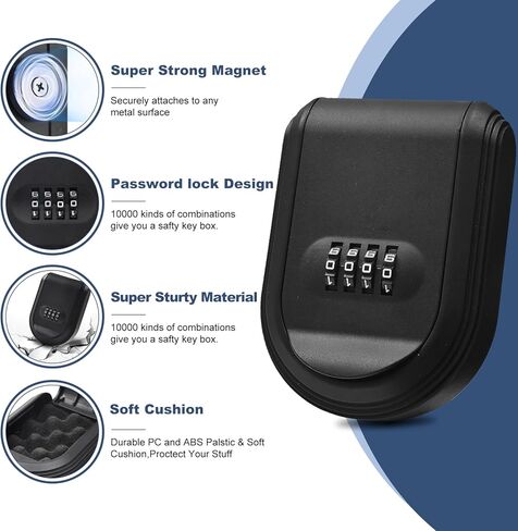 Magnetic Key Box for Under Car with Combination Lock Hidden Key Holder for Outside with Magnet for Storage Spare Key Outdoor Keychain Lock Box (1, Orange) in Saudi Arabia
