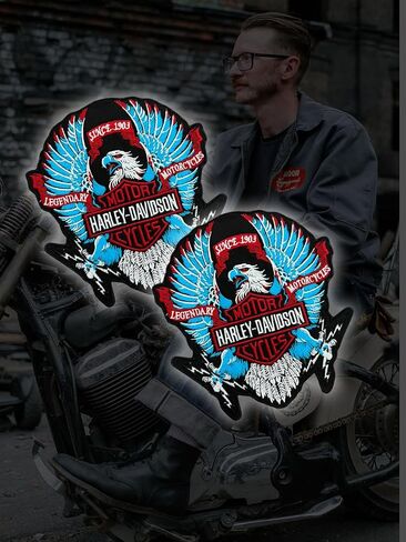 Harley Eagle Blue-red Embroidered Patch Set Motorcycle Iron-on/Sew-on Biker Patch in Saudi Arabia