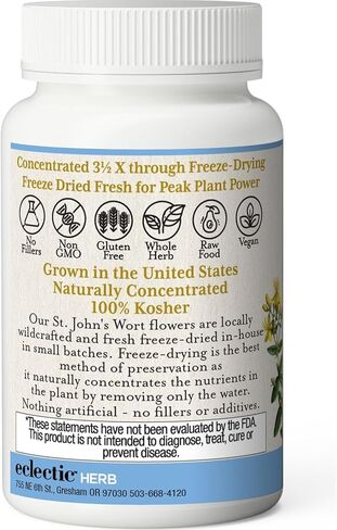 Eclectic St. John's Wort 300 Mg Freeze Dried Vegetables, Pink, 50 Count in Kuwait