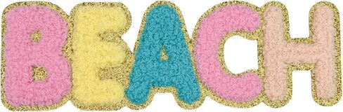 1 Pcs Blessed Chenille Letter Patches with Gold Edges, Iron on Patches for Hats Clothes Bags Backpacks Jeans Repair. (Blessed) in Saudi Arabia