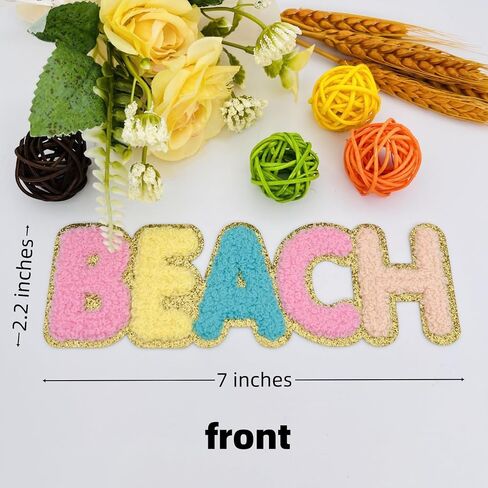 1 Pcs Blessed Chenille Letter Patches with Gold Edges, Iron on Patches for Hats Clothes Bags Backpacks Jeans Repair. (Blessed) in Saudi Arabia