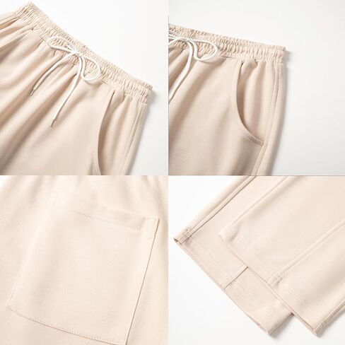 WZIKAI بنطال رياضي فضفاض للرجال بخصر مطاطي برباط واسع الساق بنطال رياضي فضفاض غير رسمي مع جيوب in Kuwait