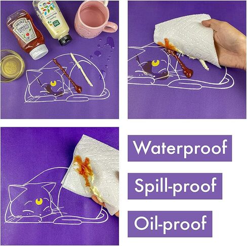 Anime Cat Desk Pad | Double Sided Large Pastel Pink Purple | Waterproof Faux Leather Mat Mousepad | Kawaii Cute Desk Office Laptop Keyboard Makeup Blotter Protector in Kuwait