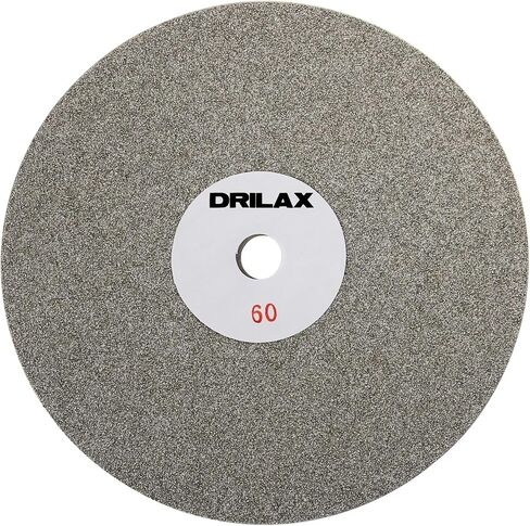 Drilax 6 بوصة Grit 150 جودة احترافية عالية الكثافة مطلية بالألماس المسطح اللف عجلة جواهري قرص زجاجي أداة تلميع المجوهرات طحن شحذ المعدن الخلفي 1/2 أربور (Grit150) in Kuwait