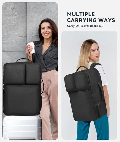 Extra Large 50L Travel Backpack Carry On Flight Approved, Luggage Backpack with Shoes Pouch, Suitcase Backpacks With 3 Packing Cubes, Personal Item Travel Bag, Black in Saudi Arabia