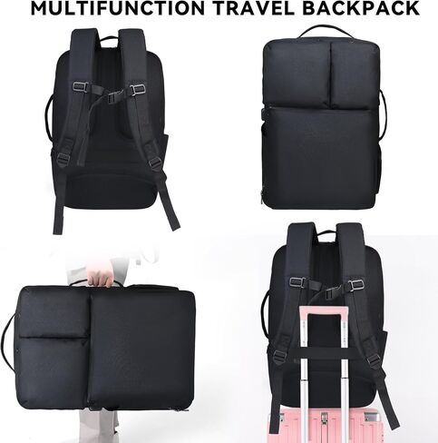 Extra Large 50L Travel Backpack Carry On Flight Approved, Luggage Backpack with Shoes Pouch, Suitcase Backpacks With 3 Packing Cubes, Personal Item Travel Bag, Black in Saudi Arabia