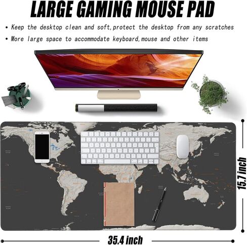 Desk Mat, Pink Flowers and Colibri Birds Extended Large Gaming Mouse Pad for Desk XXL, Non-Slip Rubber Base Stitched Edges Long Computer Keyboard Desk Pad Mouse Mat for Home Office Gaming 35.4"X15.7" in Kuwait