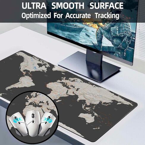 Desk Mat, Pink Flowers and Colibri Birds Extended Large Gaming Mouse Pad for Desk XXL, Non-Slip Rubber Base Stitched Edges Long Computer Keyboard Desk Pad Mouse Mat for Home Office Gaming 35.4"X15.7" in Kuwait