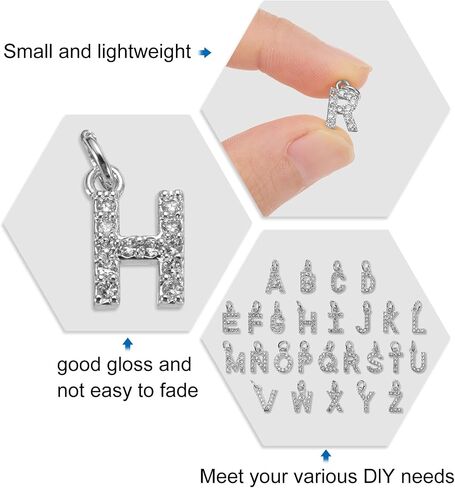 uxcell Rhinestone Letter Charm, 10pcs Crystal Zirconia Copper Alphabet H Pendants Slider Letter Charm for Wristbands Bracelets Necklace Jewelry Earring DIY Craft, Silver in Saudi Arabia