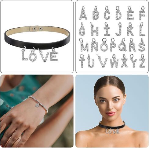 uxcell Rhinestone Letter Charm, 10pcs Crystal Zirconia Copper Alphabet H Pendants Slider Letter Charm for Wristbands Bracelets Necklace Jewelry Earring DIY Craft, Silver in Saudi Arabia