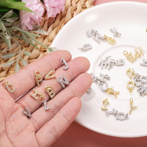 uxcell Rhinestone Letter Charm, 10pcs Crystal Zirconia Copper Alphabet H Pendants Slider Letter Charm for Wristbands Bracelets Necklace Jewelry Earring DIY Craft, Silver in Saudi Arabia