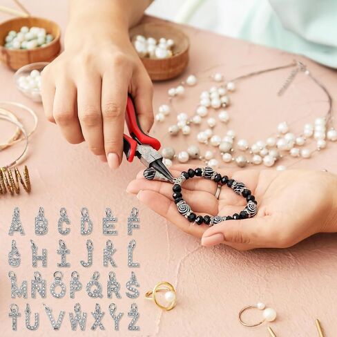 uxcell Rhinestone Letter Charm, 10pcs Crystal Zirconia Copper Alphabet H Pendants Slider Letter Charm for Wristbands Bracelets Necklace Jewelry Earring DIY Craft, Silver in Saudi Arabia