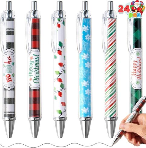 JOYIN 24 PCS Christmas Ballpoint Pens Bulk, Xmas Rollerball Pen Novelty Pens for Kids Gifts, Christmas Party Favors Stationery Supplies, Kids Pens School Classroom Favors Stocking Stuffers in Saudi Arabia