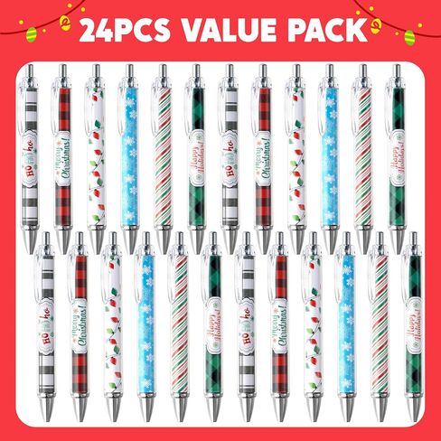 JOYIN 24 PCS Christmas Ballpoint Pens Bulk, Xmas Rollerball Pen Novelty Pens for Kids Gifts, Christmas Party Favors Stationery Supplies, Kids Pens School Classroom Favors Stocking Stuffers in Saudi Arabia