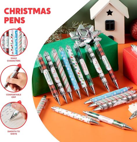 JOYIN 24 PCS Christmas Ballpoint Pens Bulk, Xmas Rollerball Pen Novelty Pens for Kids Gifts, Christmas Party Favors Stationery Supplies, Kids Pens School Classroom Favors Stocking Stuffers in Saudi Arabia