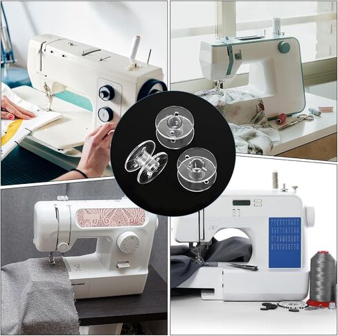 Bobbins for Sewing Machine, 50Pcs Clear Plastic Bobbin Embroidery Bobbins Sewing Supplies Class 15 Bobbins Transparent Bobbin Thread Sewing Machine Accessories Universal for Home Sewing Machine in Saudi Arabia
