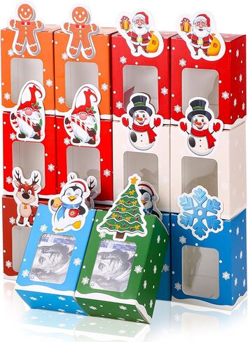 Eersida 32 Pcs Christmas Cash Gift Boxes with Clear Window Colored Christmas Money Holders for Cash Holiday Funny Paper Santa Tree Snowflake Gnome Elk Ornament Money Box for Cash Gift Gifting Money in Saudi Arabia