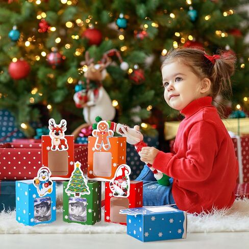 Eersida 32 Pcs Christmas Cash Gift Boxes with Clear Window Colored Christmas Money Holders for Cash Holiday Funny Paper Santa Tree Snowflake Gnome Elk Ornament Money Box for Cash Gift Gifting Money in Saudi Arabia