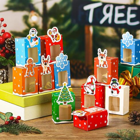 Eersida 32 Pcs Christmas Cash Gift Boxes with Clear Window Colored Christmas Money Holders for Cash Holiday Funny Paper Santa Tree Snowflake Gnome Elk Ornament Money Box for Cash Gift Gifting Money in Saudi Arabia