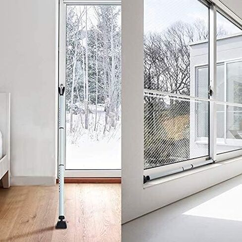 HoneSecur 2 Pack 2-in-1 Door Security Bar & Sliding Patio 28″ Stopper Jammer Child Proof Adjustable Constructed of High Grade Iron Window Doors Bars, Black, Black 2 pack in Kuwait