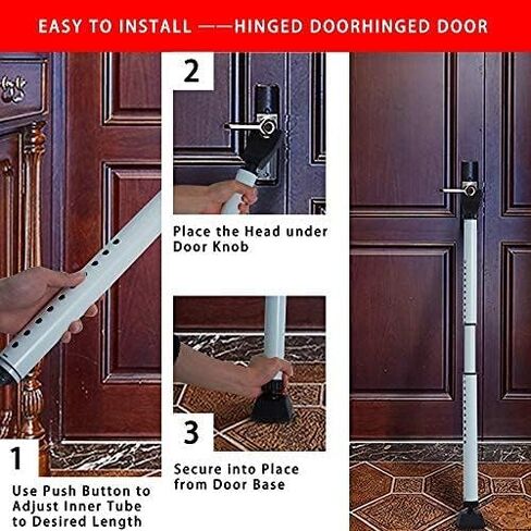 HoneSecur 2 Pack 2-in-1 Door Security Bar & Sliding Patio 28″ Stopper Jammer Child Proof Adjustable Constructed of High Grade Iron Window Doors Bars, Black, Black 2 pack in Kuwait