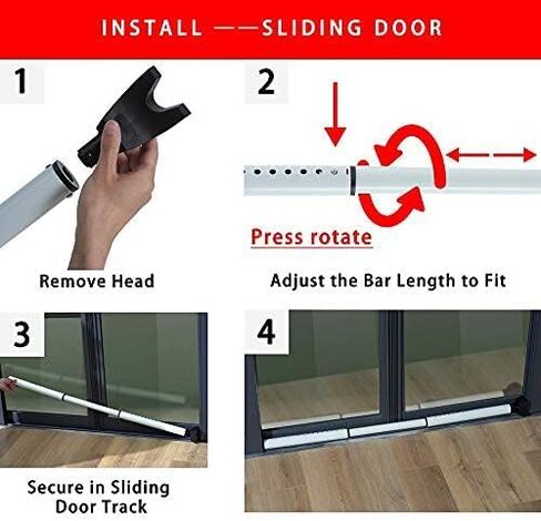 HoneSecur 2 Pack 2-in-1 Door Security Bar & Sliding Patio 28″ Stopper Jammer Child Proof Adjustable Constructed of High Grade Iron Window Doors Bars, Black, Black 2 pack in Kuwait