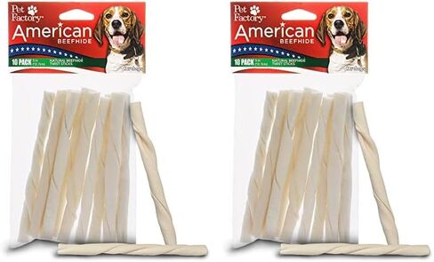 Pet Factory American Beefhide 5" Twist Sticks Dog Chew Treats - Natural Flavor, 10 Count/1 Pack in Kuwait