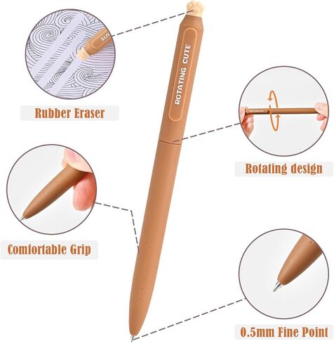 BAYTORY 8Pcs Rotatable Erasable Gel Pens, 0.5 mm Fine Point Smooth Writing Cute Eraser Pen, Quick Drying 4 Blue & 4 Black Ink for Note Taking Journaling Supplies (Pink) in Saudi Arabia