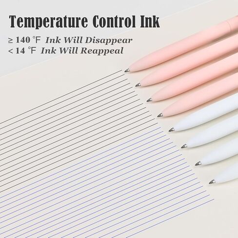 BAYTORY 8Pcs Rotatable Erasable Gel Pens, 0.5 mm Fine Point Smooth Writing Cute Eraser Pen, Quick Drying 4 Blue & 4 Black Ink for Note Taking Journaling Supplies (Pink) in Saudi Arabia