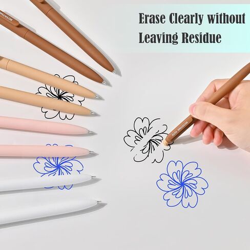 BAYTORY 8Pcs Rotatable Erasable Gel Pens, 0.5 mm Fine Point Smooth Writing Cute Eraser Pen, Quick Drying 4 Blue & 4 Black Ink for Note Taking Journaling Supplies (Pink) in Saudi Arabia