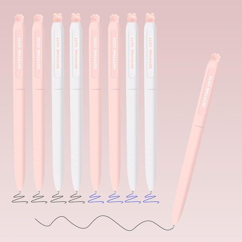 BAYTORY 8Pcs Rotatable Erasable Gel Pens, 0.5 mm Fine Point Smooth Writing Cute Eraser Pen, Quick Drying 4 Blue & 4 Black Ink for Note Taking Journaling Supplies (Pink) in Saudi Arabia