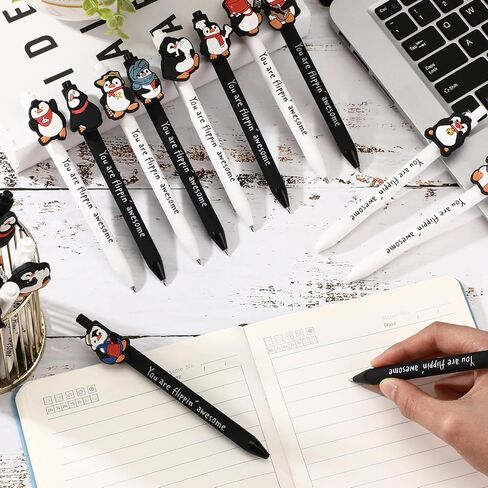 24 Pcs Christmas Penguin Pens Bulk 0.7mm Winter Ballpoint Pens Black Ink Penguin Retractable Pens Cute Cartoon Writing Pen for Xmas Holiday Party Gifts School Classroom Office Supplies in Saudi Arabia