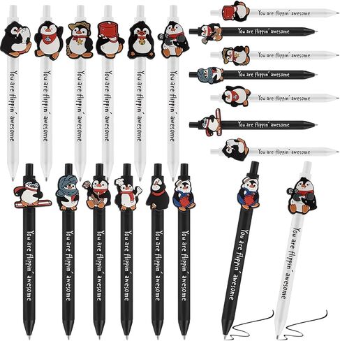 24 Pcs Christmas Penguin Pens Bulk 0.7mm Winter Ballpoint Pens Black Ink Penguin Retractable Pens Cute Cartoon Writing Pen for Xmas Holiday Party Gifts School Classroom Office Supplies in Saudi Arabia