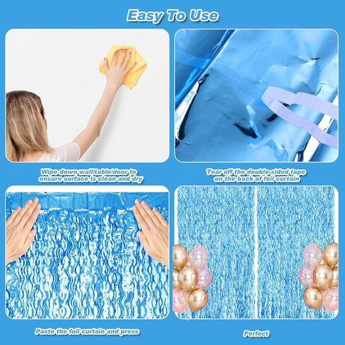 2 حزمة 3.2x6.5 قدم ستارة خلفية زرقاء متموجة بهرج اللافتات احباط هامش خلفية المحيط تحت عنوان ديكور استحمام الطفل العازبة ديسكو الشتاء تحت البحر الصيف حمام سباحة الشاطئ ديكورات الحفلات in Kuwait