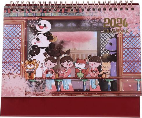 LOGOFUN 2024 Calendar Monthly Calendar Cartoon Desktop Standing Daily Planner Calendar in Kuwait