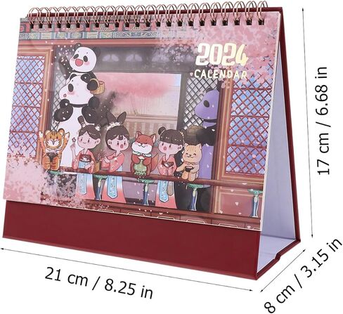 LOGOFUN 2024 Calendar Monthly Calendar Cartoon Desktop Standing Daily Planner Calendar in Kuwait