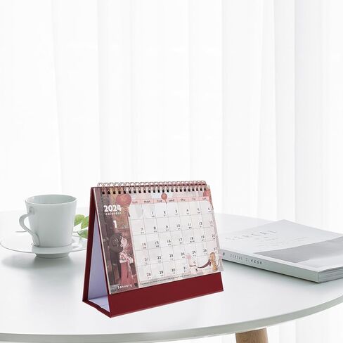 LOGOFUN 2024 Calendar Monthly Calendar Cartoon Desktop Standing Daily Planner Calendar in Kuwait