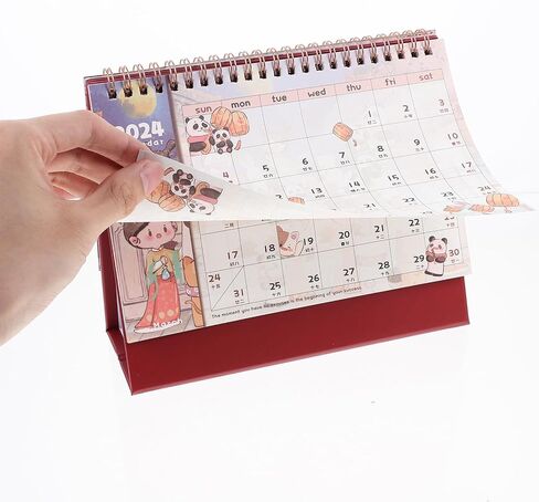 LOGOFUN 2024 Calendar Monthly Calendar Cartoon Desktop Standing Daily Planner Calendar in Kuwait