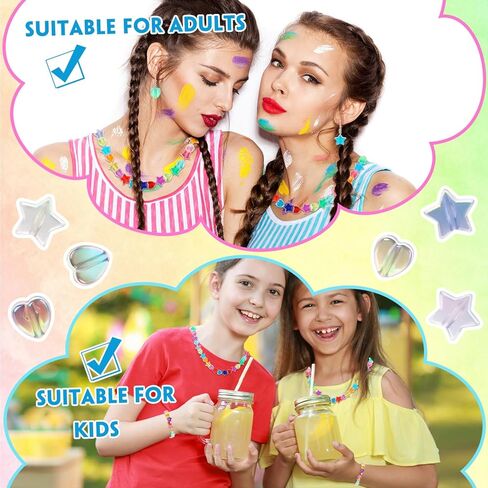 200 Pcs Star Heart Acrylic Beads for Jewelry Making, Heart Star Shape Beads Bulk with Box, 11mm Heart Star Loose Beads Charms Spacer Beads for DIY Crafts Friendship Bracelet (Multicolor) in Kuwait